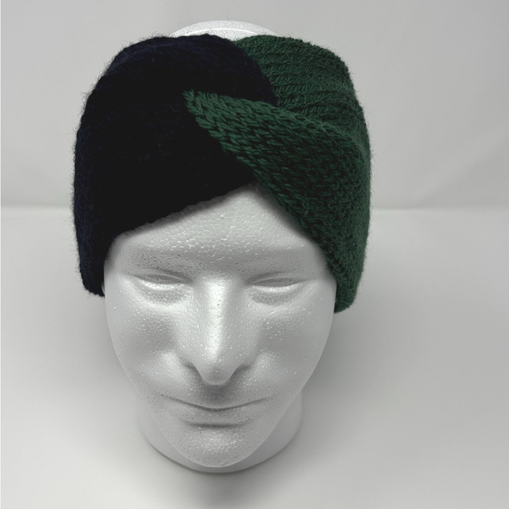Forest Green/Black Wool Knit Ear Warmer